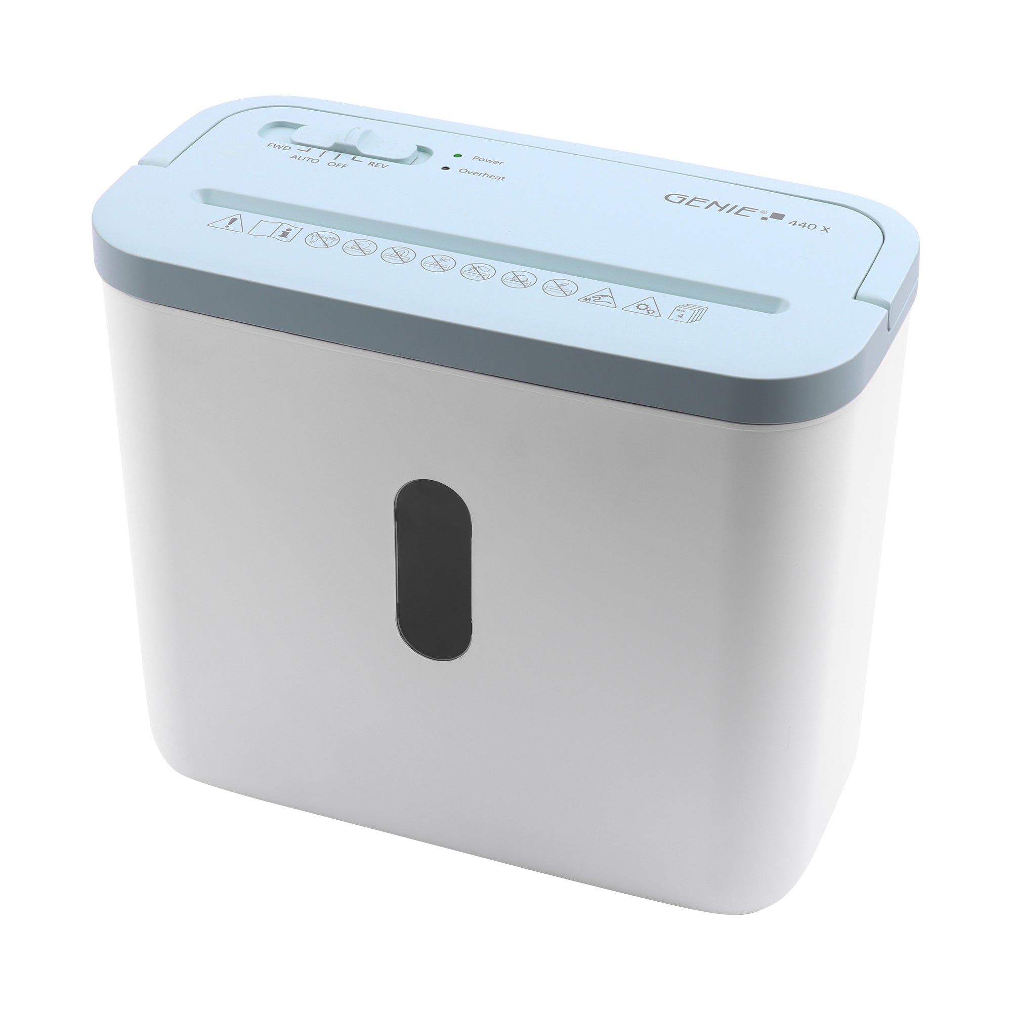 Genie 440X Aktenvernichter – Streifenschnitt, P-4, 4 × 38 mm, 4 Blatt, 8 l