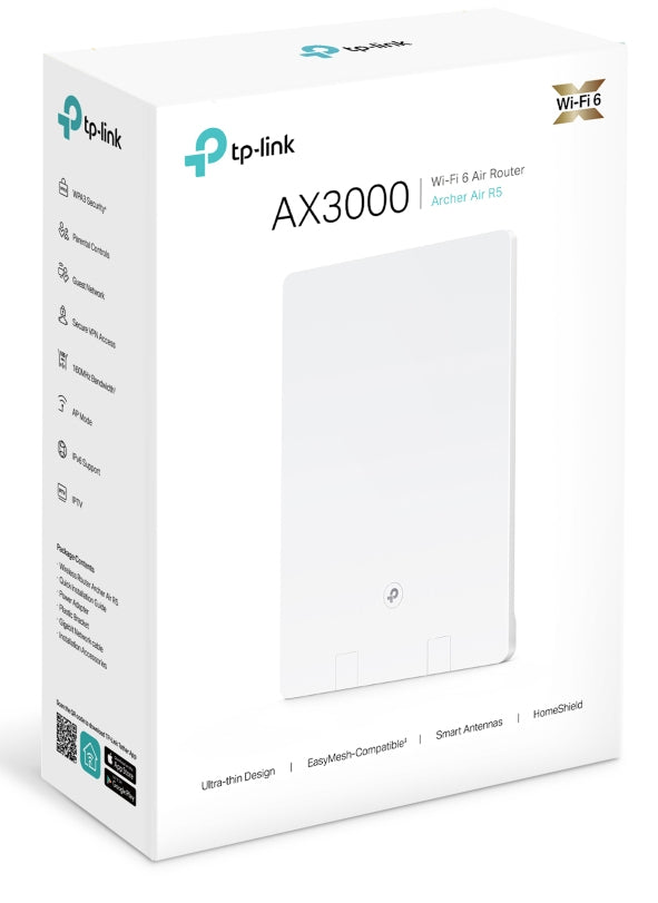 TP-Link Archer Air R5 – WLAN-Router – Wi-Fi 6 Dual-Band (2,4/5 GHz), 3,0 Gbit/s