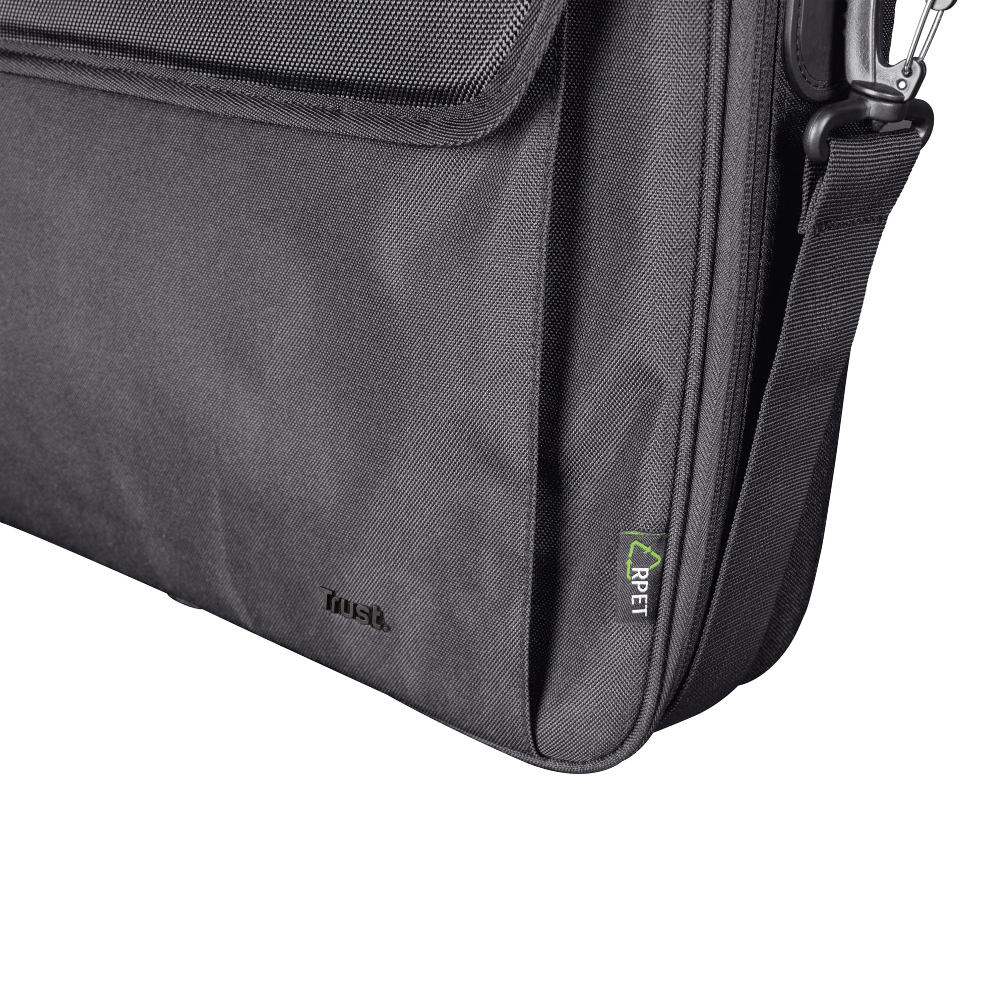 Trust Atlanta Notebook-Tasche bis 16" – mit abnehmbarem Schultergurt, Reissverschluss – Schwarz