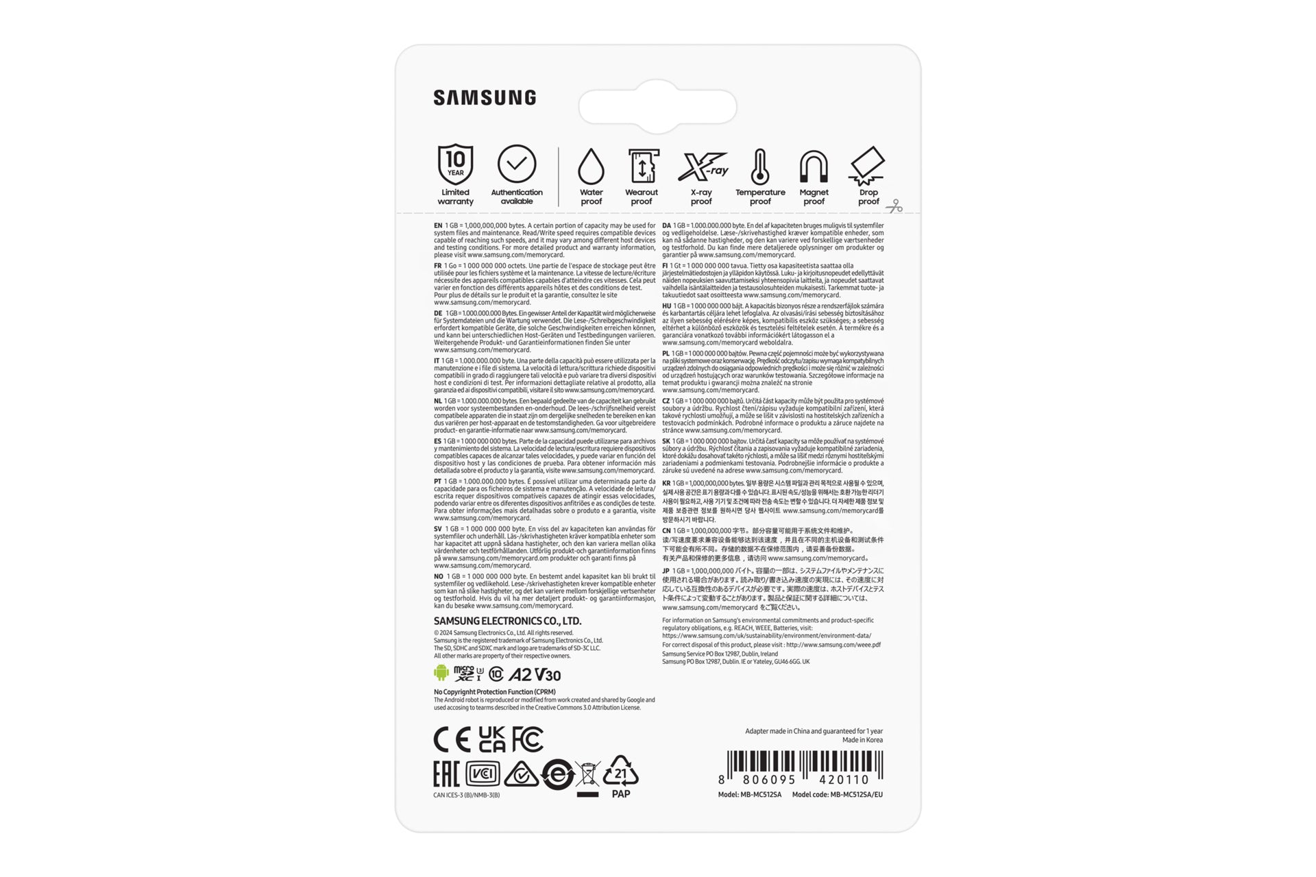 Samsung EVO Plus Mb-Mc512S microSDXC 512 GB – UHS-I, U3, V30, A2, 160 MB/s Lesen, inkl. SD-Adapter