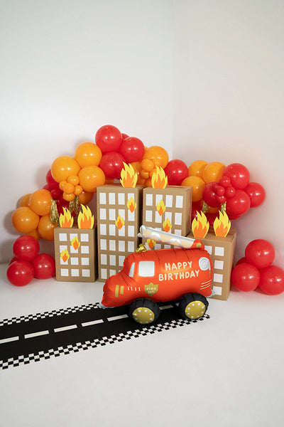 PartyDeco Folienballon Feuerwehrauto – 67 × 53 cm – mehrfarbig – 1 Stück