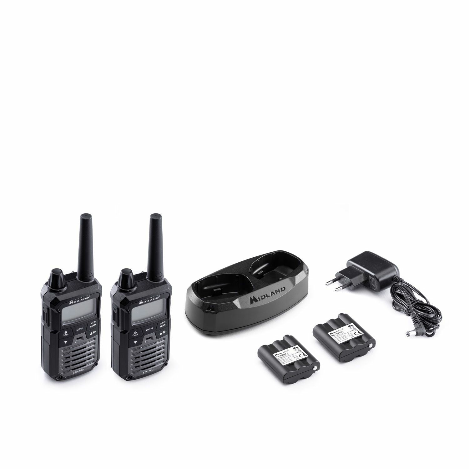 Midland XT70 Pro Funkgerät – DMR, 12 km, 32 Kanäle, IPX4, mit Ladestation