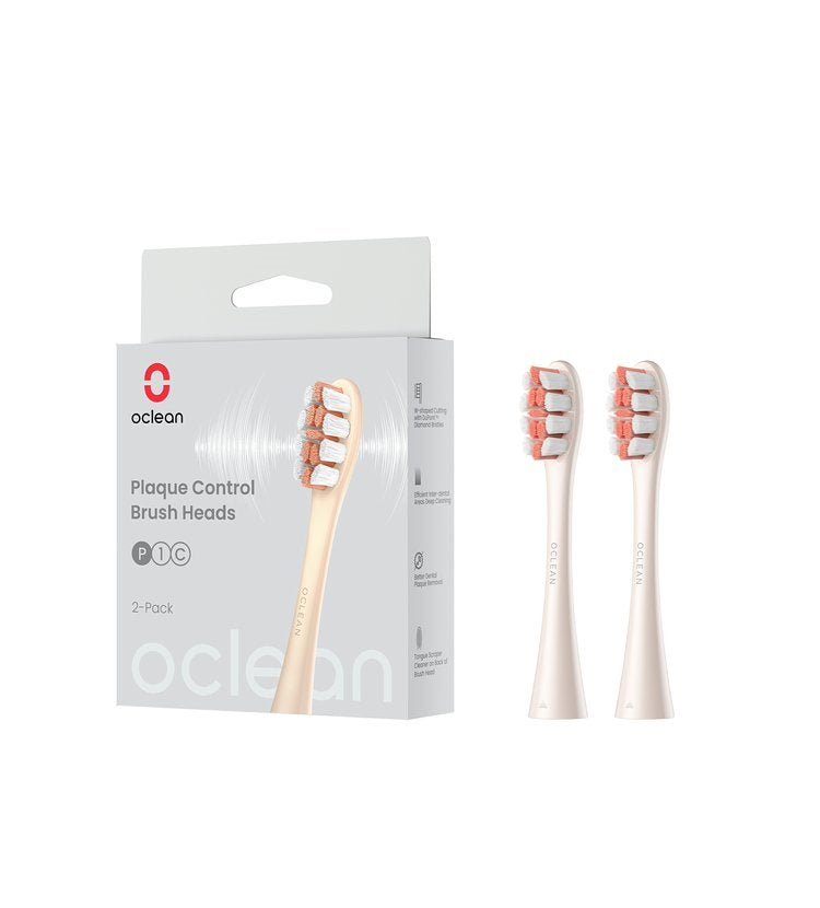 Oclean Aufsteckbürste Plaque Control P1C8 – für X Pro – Härtegrad Mittel, 2 Stk – Gold