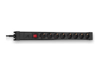 Lindy Steckdosenleiste – 8× Schuko (Typ F), mit Schalter, 3500 W, schwarz