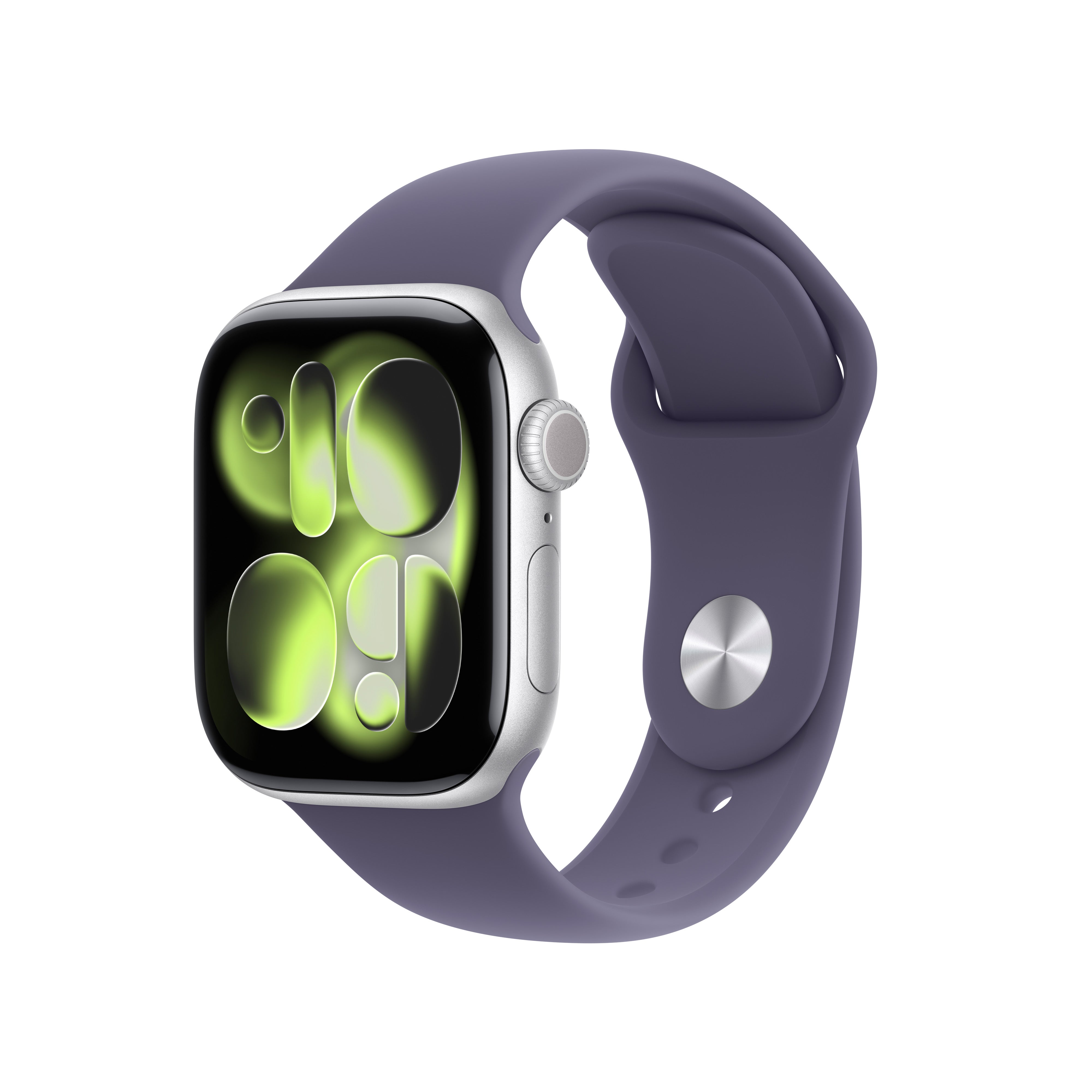 Apple Watch S11 – Smartwatch – 42 mm, LTE, OLED, 50 m, Titangehäuse, Silber, Purple Fog Sportarmband (S/M)