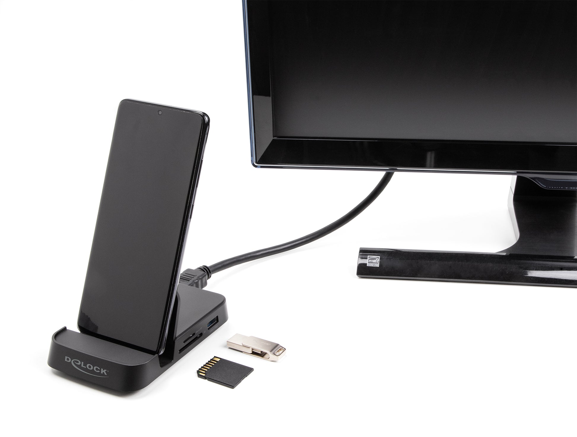 DeLOCK USB-C Dockingstation, 1× HDMI, 2× USB-A, mit Halterung – für Apple (USB-C)
