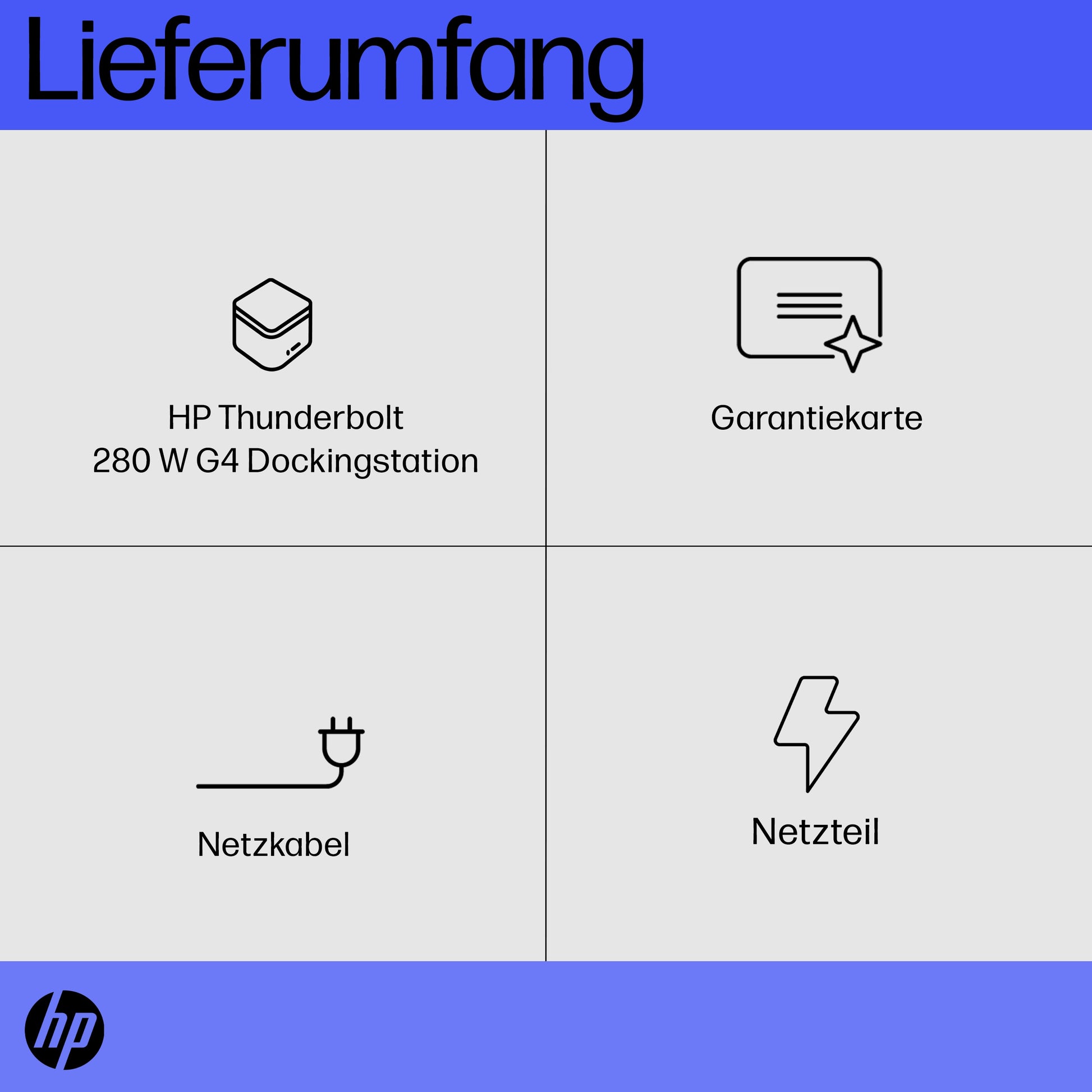 HP Thunderbolt 280W G4 Dockingstation – Thunderbolt 4, 2× DP, 1× HDMI, 4× USB-A, 1× USB-C
