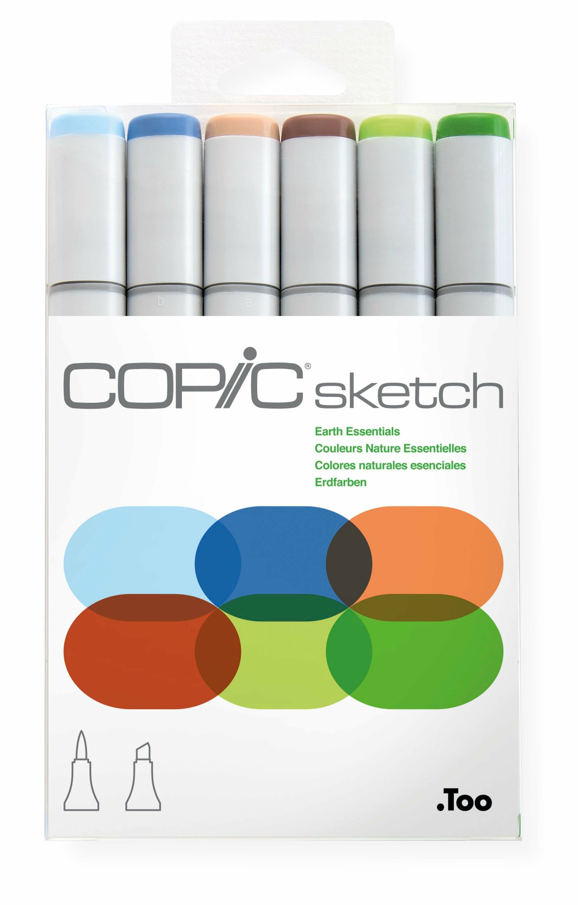 Copic Sketch Earth Essentials Marker – Duo-Spitze Meissel/Bürste, Mehrfarbig, 6er Set
