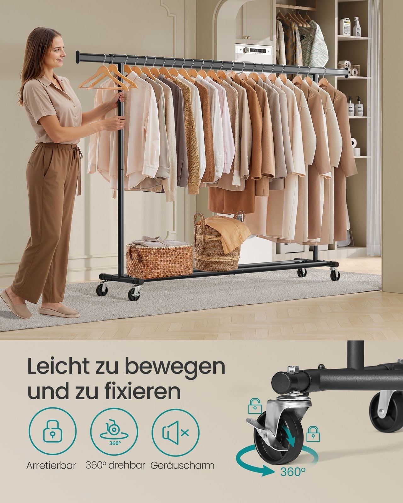 Songmics Garderobenständer – Stahl – Schwarz – 1'615 mm
