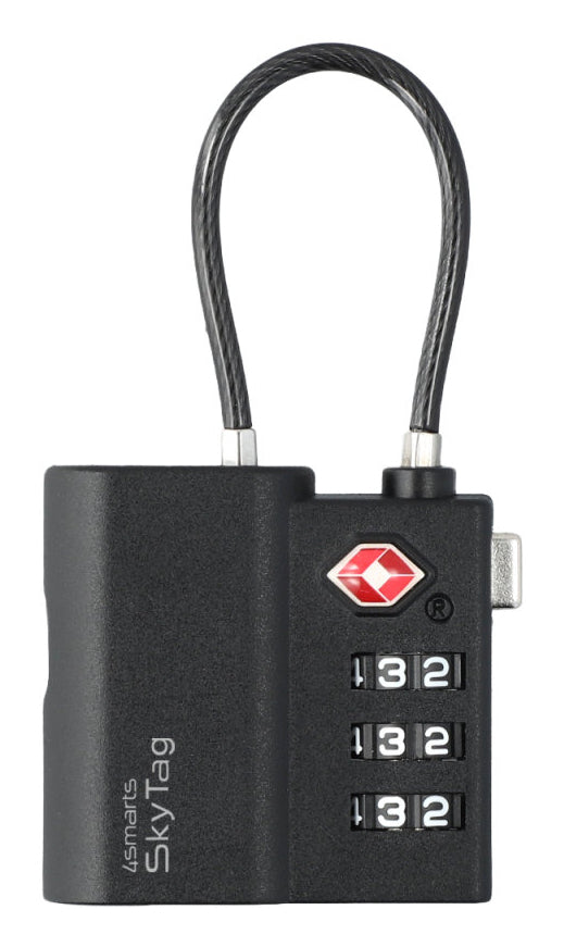 4smarts Smart-Gepäckschloss (Zahlenschloss) – mit Apple Find My, Bluetooth, IPX4 – 46×14×42 mm – schwarz