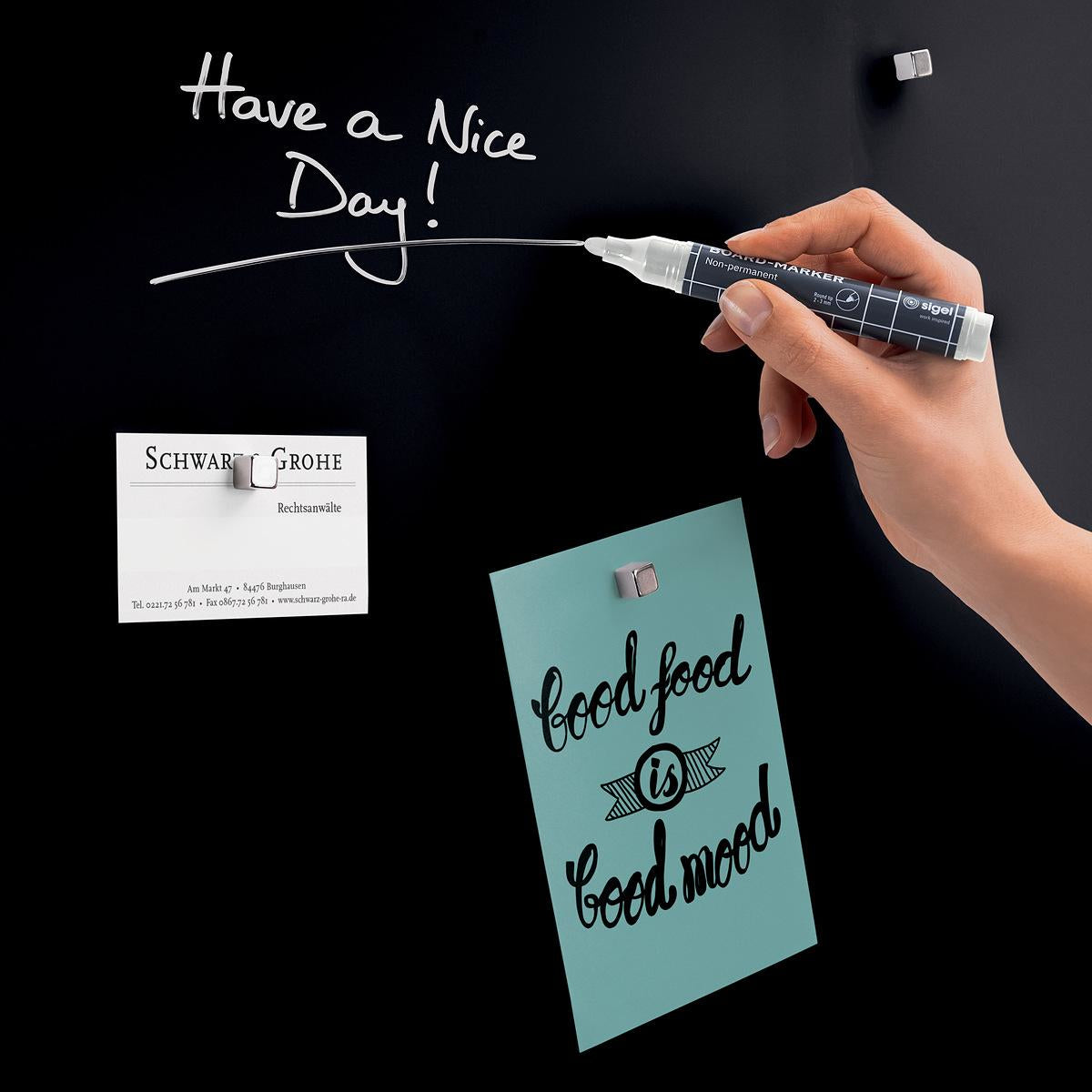 Sigel Whiteboard – 40 × 60 cm, Glas, magnetisch, Wandmontage, inkl. Magnete, Montagesatz
