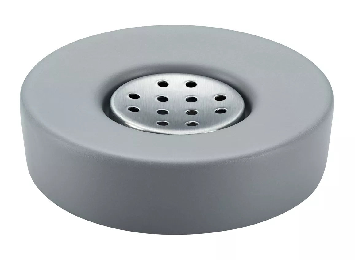 Diaqua Seifenschale Zylo – Keramik/Metall, Ø11,5×3 cm, Grau (rund)