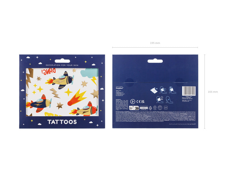 PartyDeco Face-Art Sticker Flugzeug – mehrfarbig – 11 Stk
