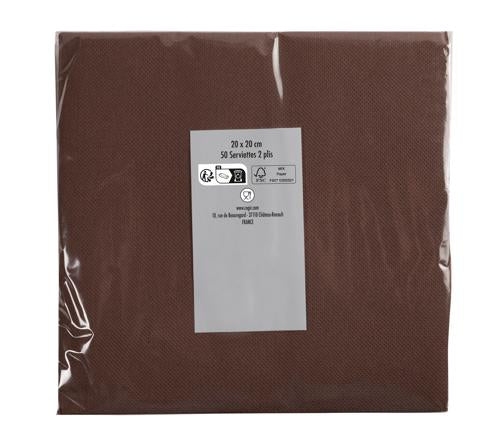 PRONAPPE Servietten – Schokolade – 20 × 20 cm, 2-lagig – 50 Stück