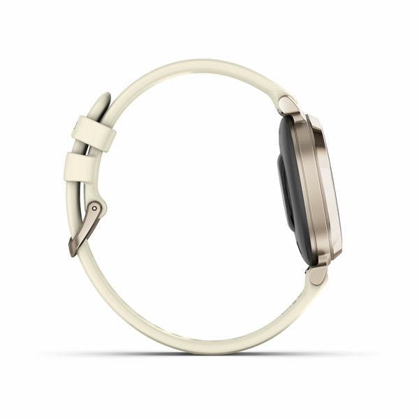 Garmin Lily 2 35 mm GPS – Aluminium Gold, Sportband Creme, 50 m, für Android und iPhone
