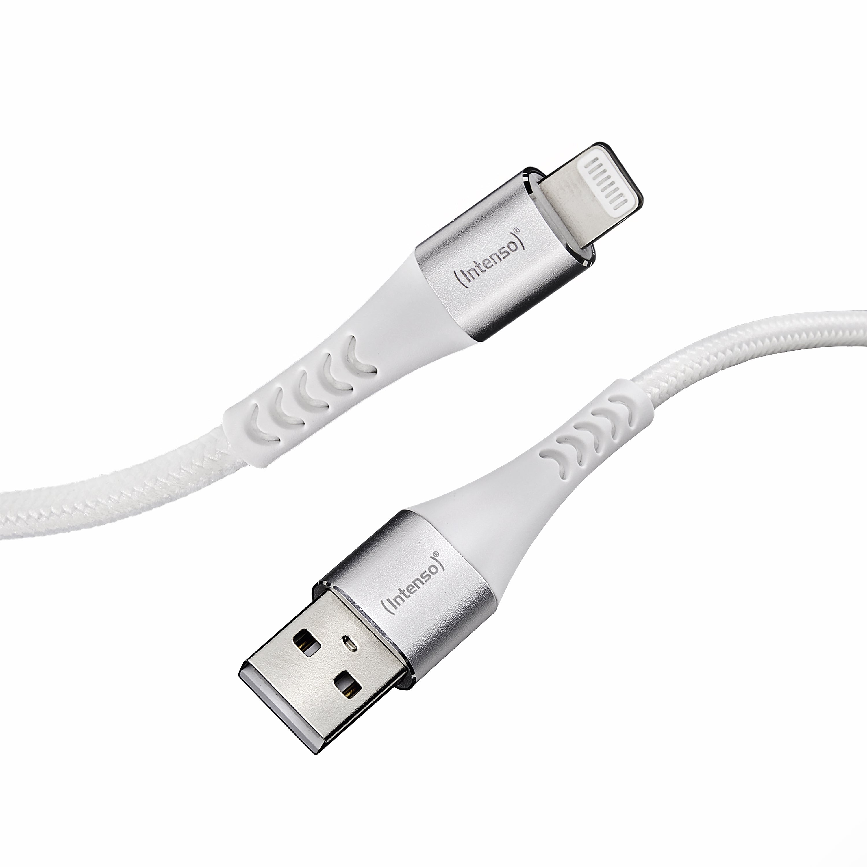 Intenso Multi-Kabel – 3-in-1 USB-A auf USB-C/Micro-USB/Lightning 1,5 m, geflochten, weiss – für iPhone/Android