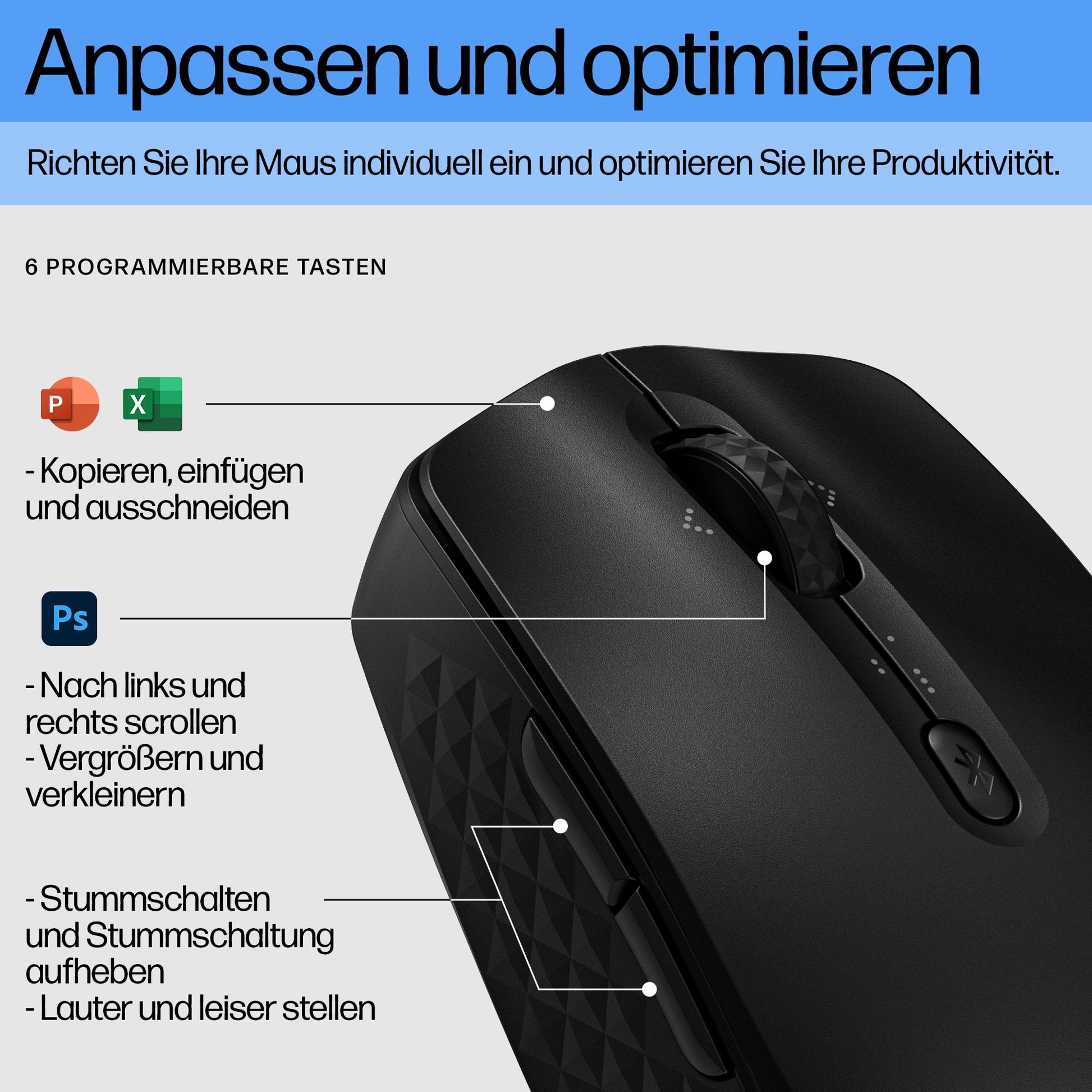 HP 420 Maus – kabellos, programmierbare Tasten
