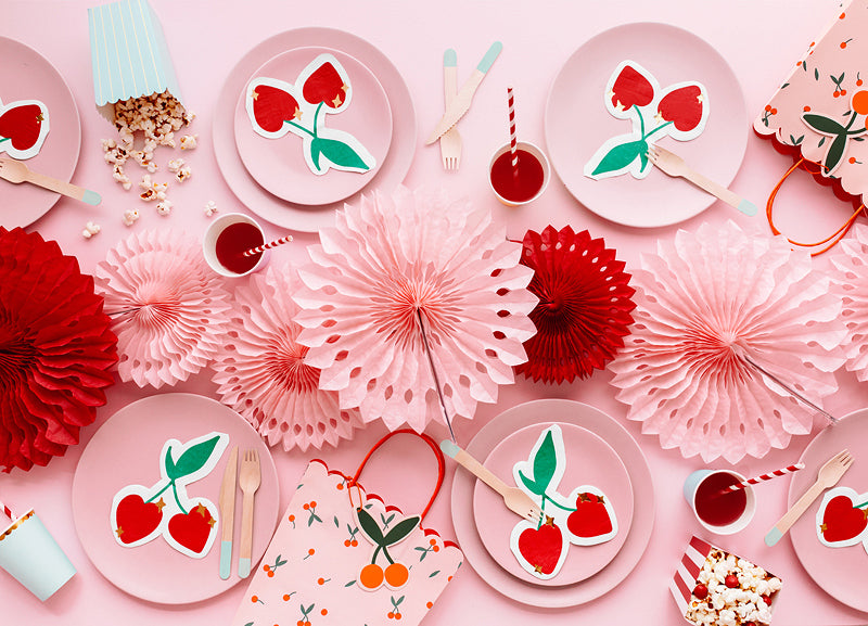 PartyDeco Fingerfood-Schale, Papier, quadratisch – 70 × 70 × 125 mm – Rot/Weiss – 6 Stk.