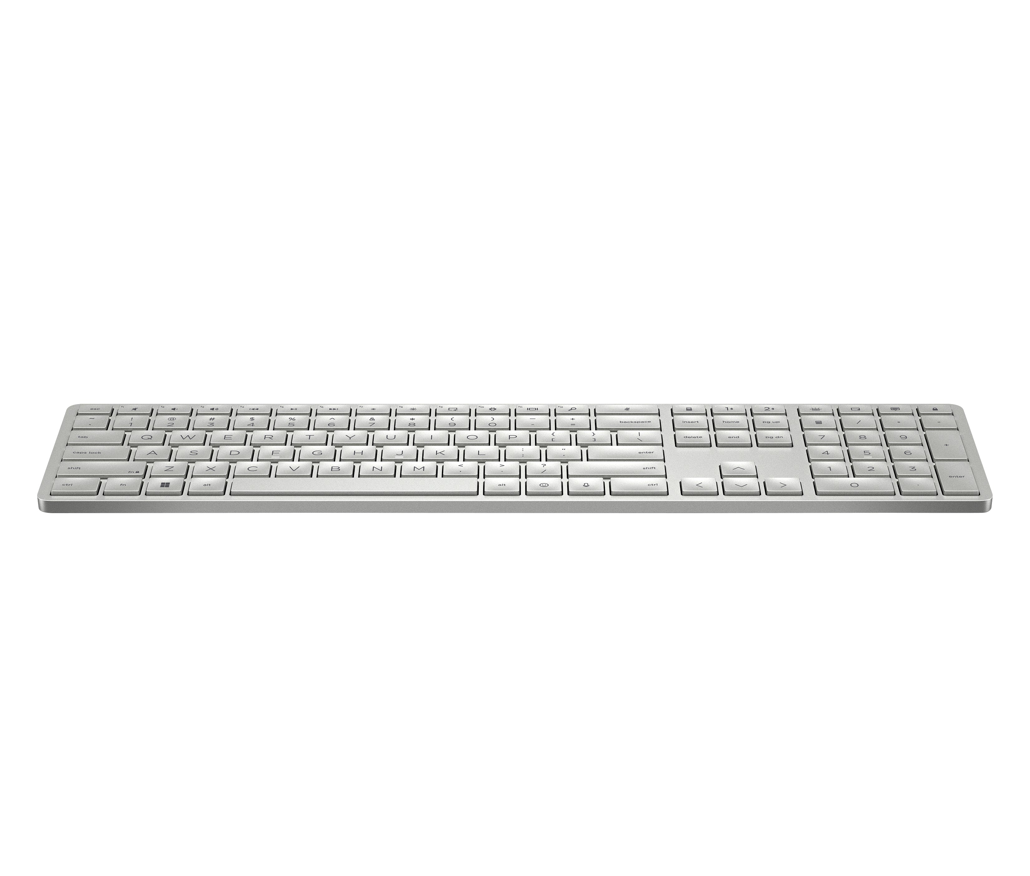 HP 970 Programmierbare Tastatur – Bluetooth – Multi-Device, USB-C Ladeport – Silber – für PCs mit USB-A
