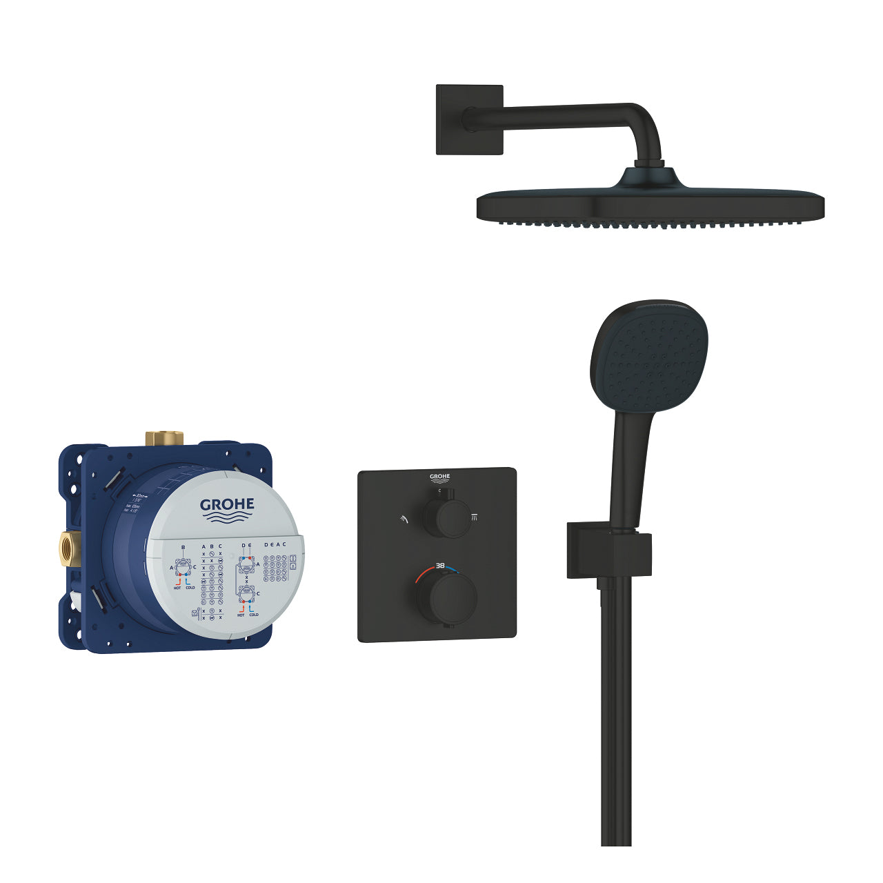 GROHE Badebatterie (Unterputz) – Unterputzmischer, Metall, Schwarz