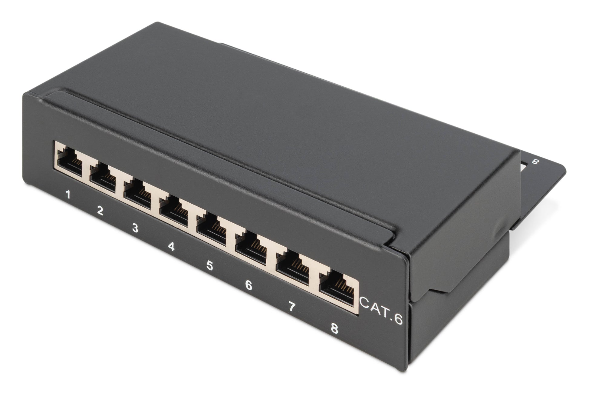 Digitus Patchpanel – 8× RJ‑45, Cat6, geschirmt, Desktop, Schwarz