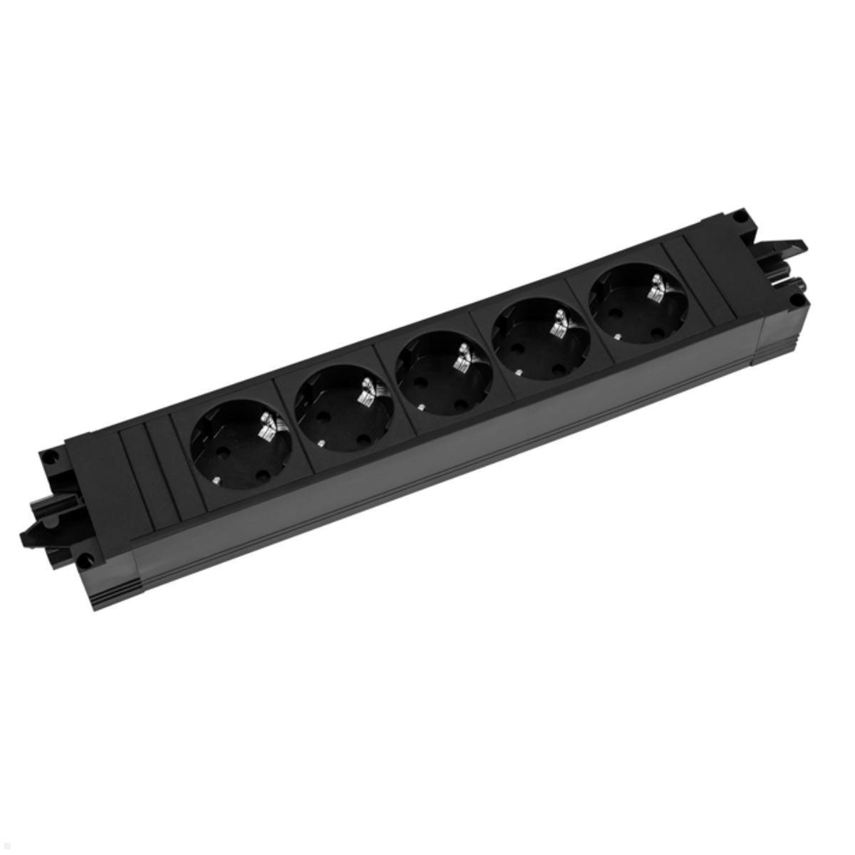 Bachmann Steckdosenleiste, 5×Schuko (Typ F), IP20, staubresistent – schwarz