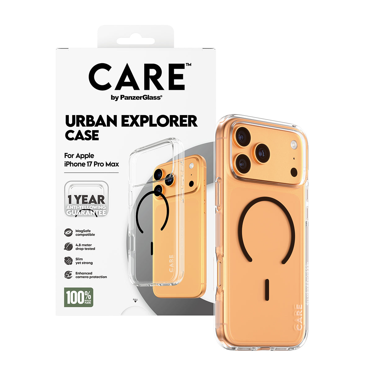 PanzerGlass Backcover – für Apple iPhone 17 Pro Max – transparent/schwarz – MagSafe kompatibel