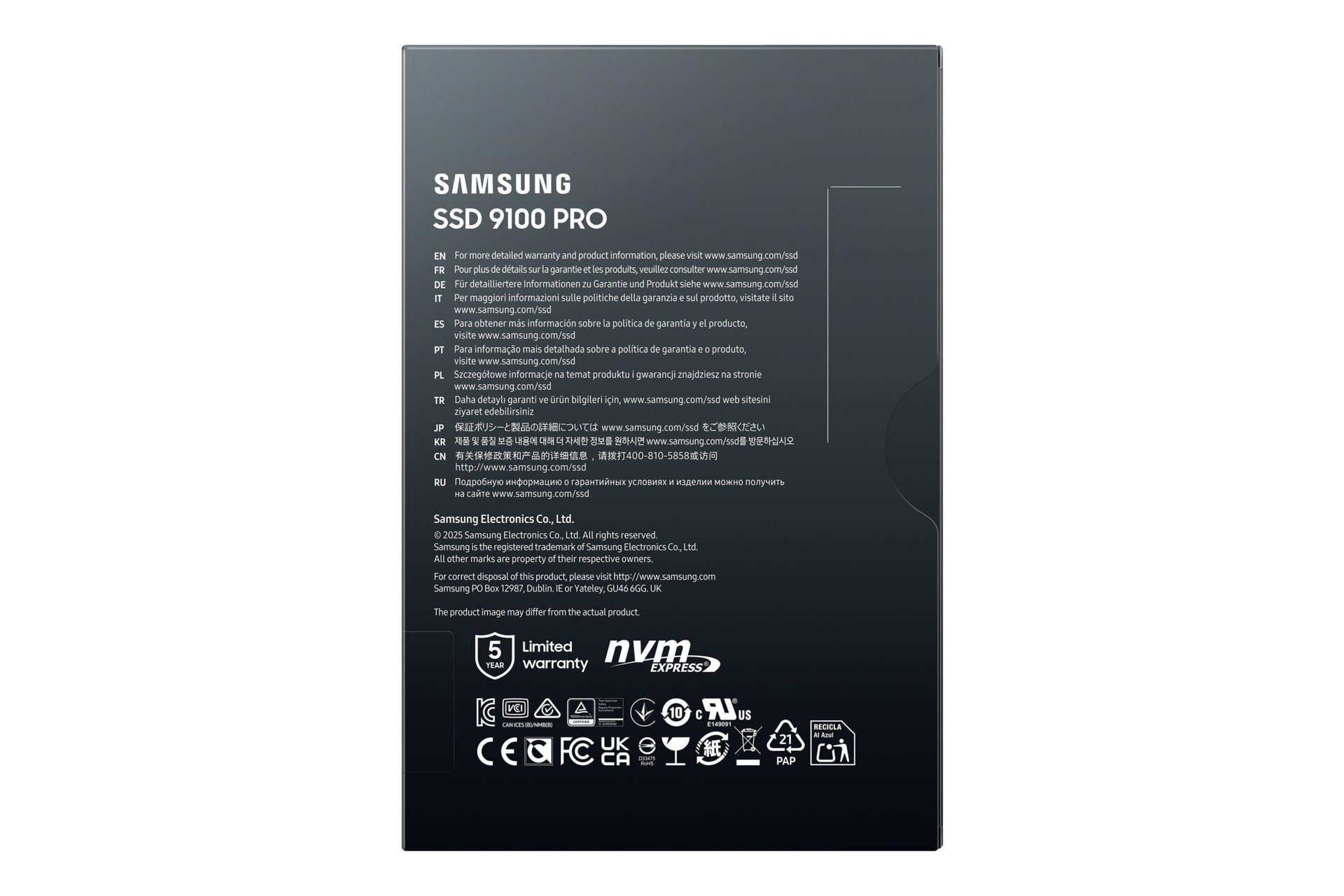 Samsung 9100 PRO – 1 TB M.2 2280 NVMe PCIe 5.0 x4 – 14'700/13'300 MB/s