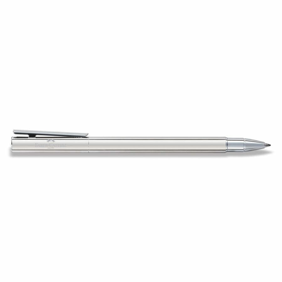 Faber-Castell NEO Slim – Tintenroller, Schwarz, Edelstahl, Silber