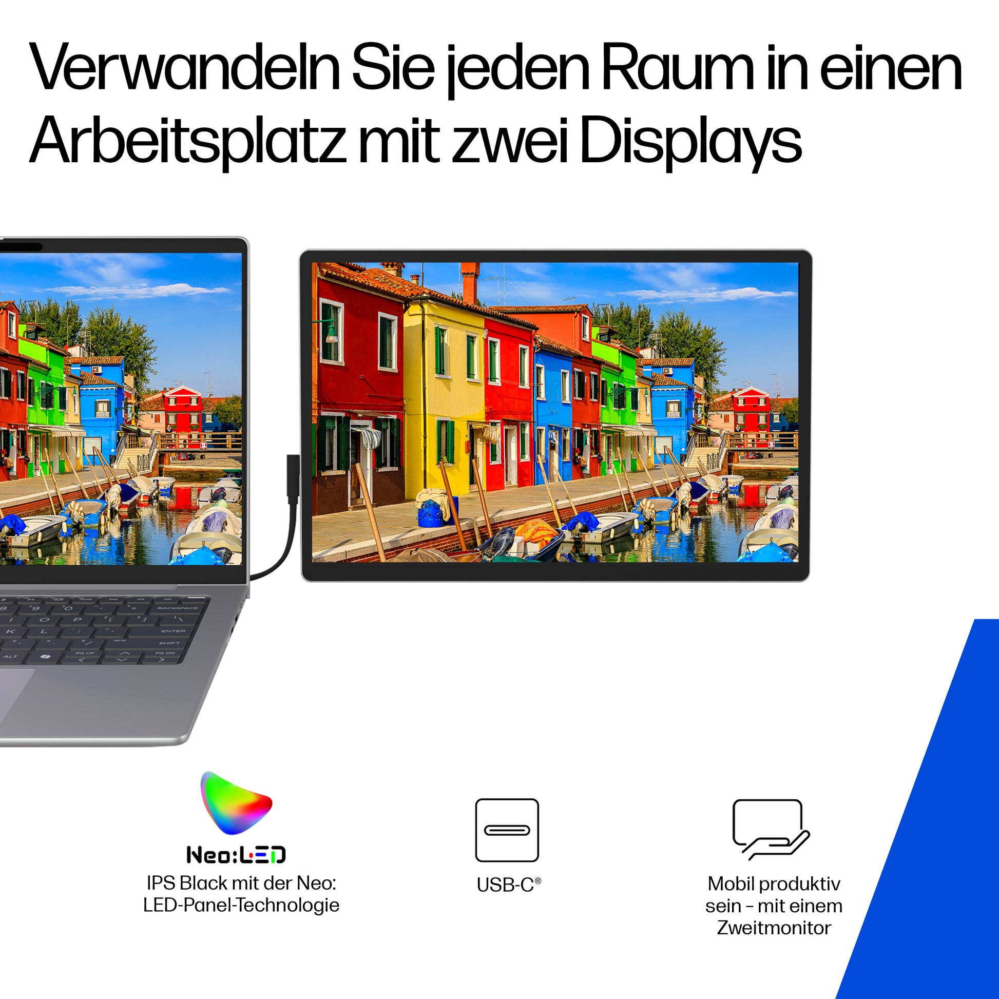 HP Series 5 Pro 514pn – Tragbarer Monitor, 14", IPS Schwarz, 75 Hz, 400 cd/m², 2× USB-C, Silber