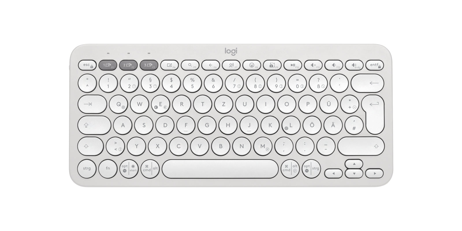 Logitech Pebble Keys 2 K380s – Tastatur, kabellos (Bluetooth), DE-Layout (DE), Weiss