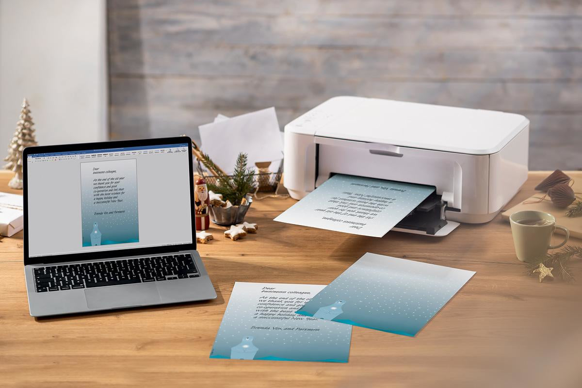 Sigel Motivpapier, Eisbär mit Kerze, Mehrfarbig, A4, 90 g/m², für Inkjet/Laser, 25 Blatt, FSC