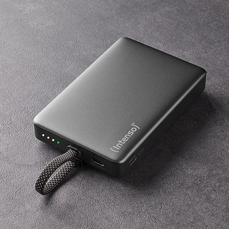 Intenso MC10000 MagSafe Powerbank 10'000 mAh – 20 W PD, 2× USB-C, schwarz/grau
