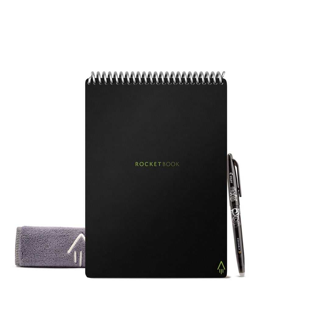 Rocketbook Spiralblock A5, punktkariert, Spiralbindung, Hardcover, 18 Blatt – schwarz, für ROCKETBOOK App