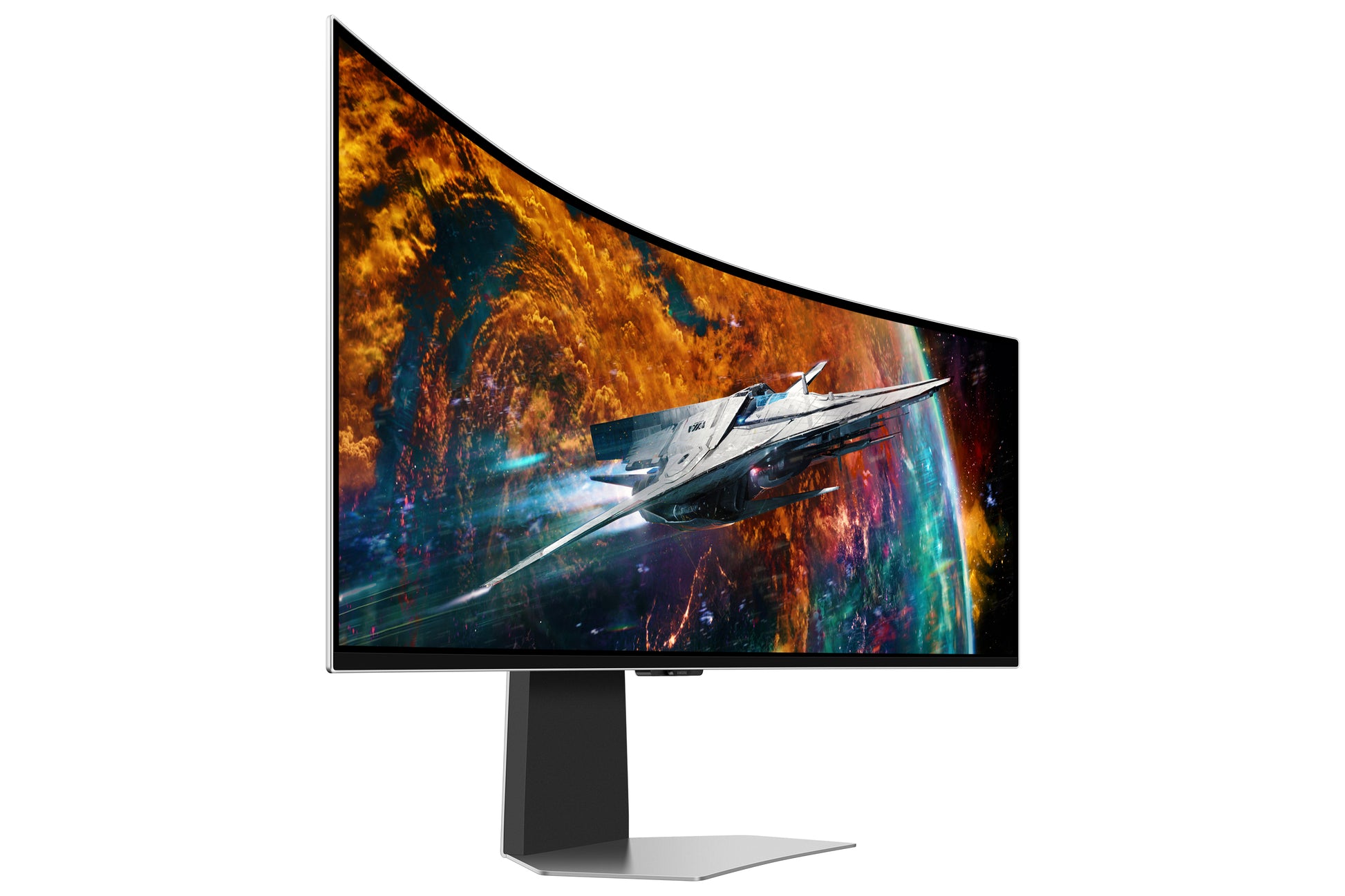 Samsung 54Suxen – Monitor, 49", 5120 × 1440 (5K), OLED, Silber