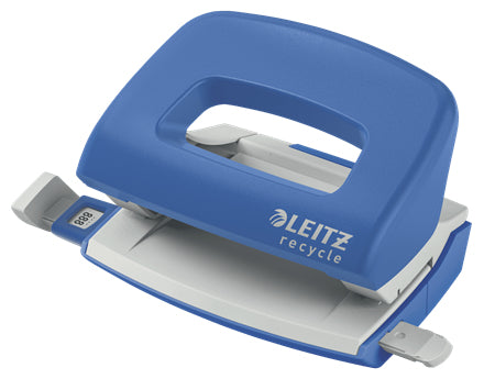 Leitz Mini-Locher NeXXt Recycle – 2-Loch, Lochabstand 80 mm, 10 Blatt, bis A4, Ø5,5 mm – Blau
