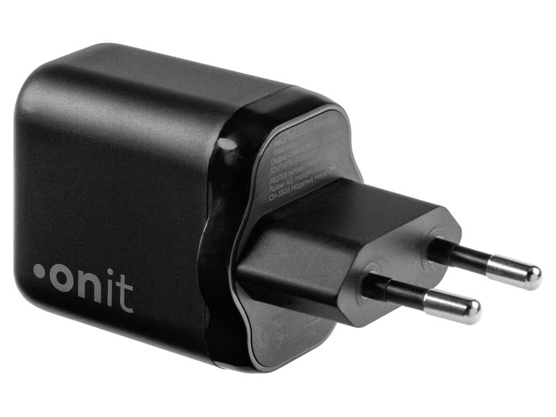 ONIT F02789 USB-Ladegerät 20 W – USB-A×1 – PD, QC 2.0/3.0, GaN – EU-Stecker (Typ C) – Schwarz