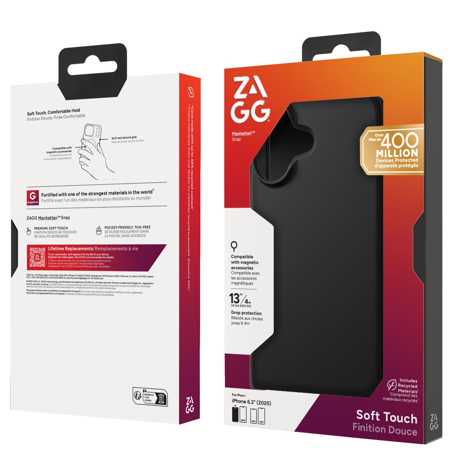 ZAGG Manhattan Snap Backcover – für Apple iPhone 17, MagSafe, Graphen+Silikon, Schwarz, bis 4 m Sturzsicher