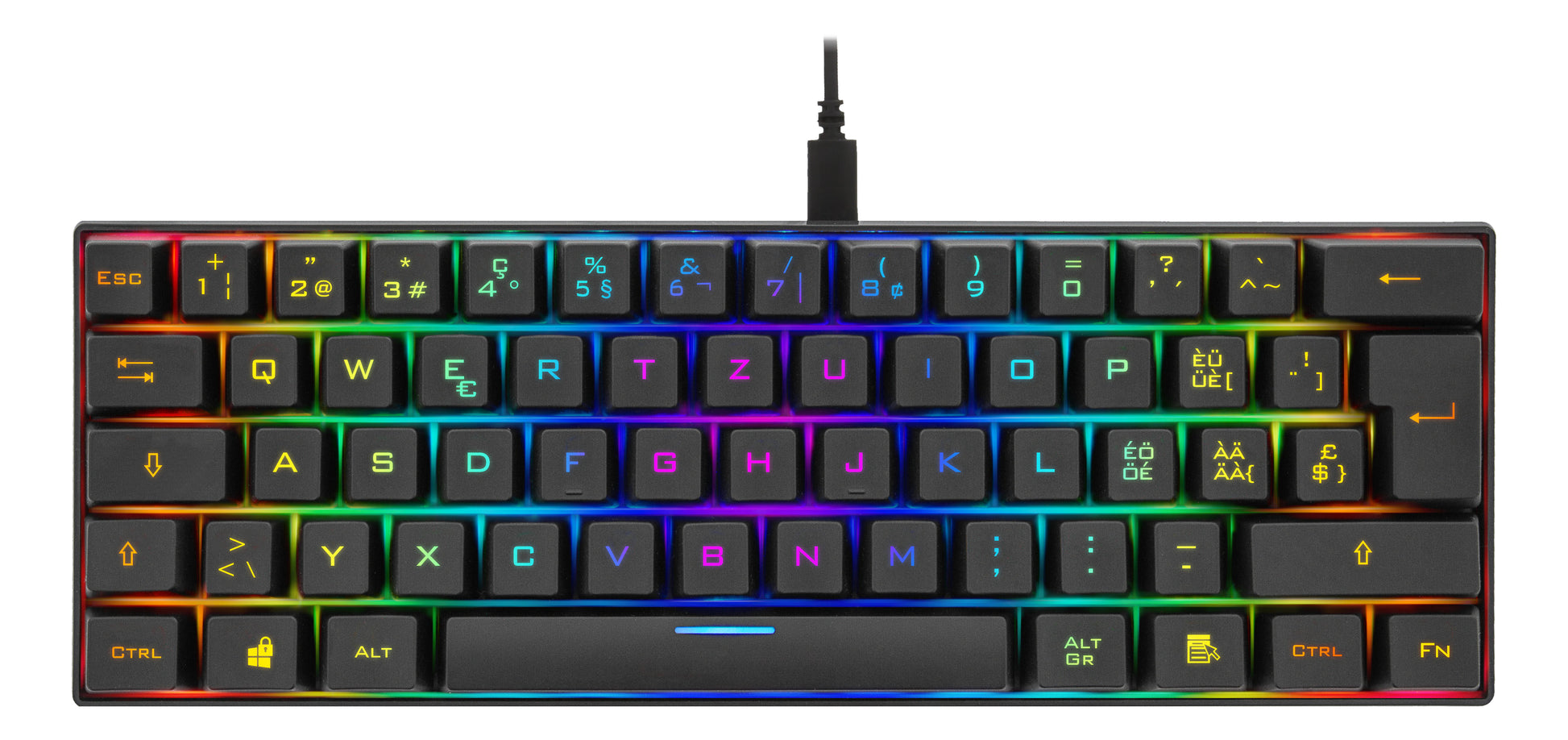 Deltaco Gaming GAM-075-CH – Gaming-Tastatur 60% – Mechanisch – Verkabelt, USB-A – QWERTZ (CH) – RGB