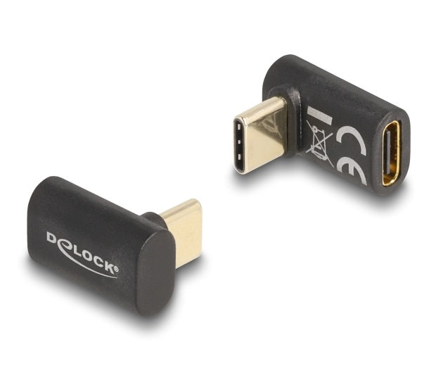 DeLOCK USB-Adapter USB-C auf USB-C – USB4 40 Gbit/s – PD 100 W – Abgewinkelt – Anthrazit