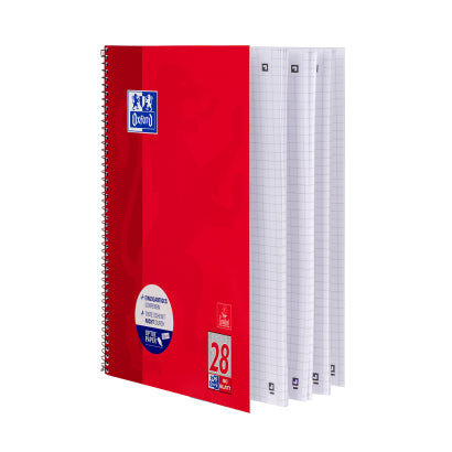 Oxford Collegeblock – A4 – kariert – 80 Blatt – 90 g/m² – Softcover, 4-fach gelocht, mikroperforiert, rot