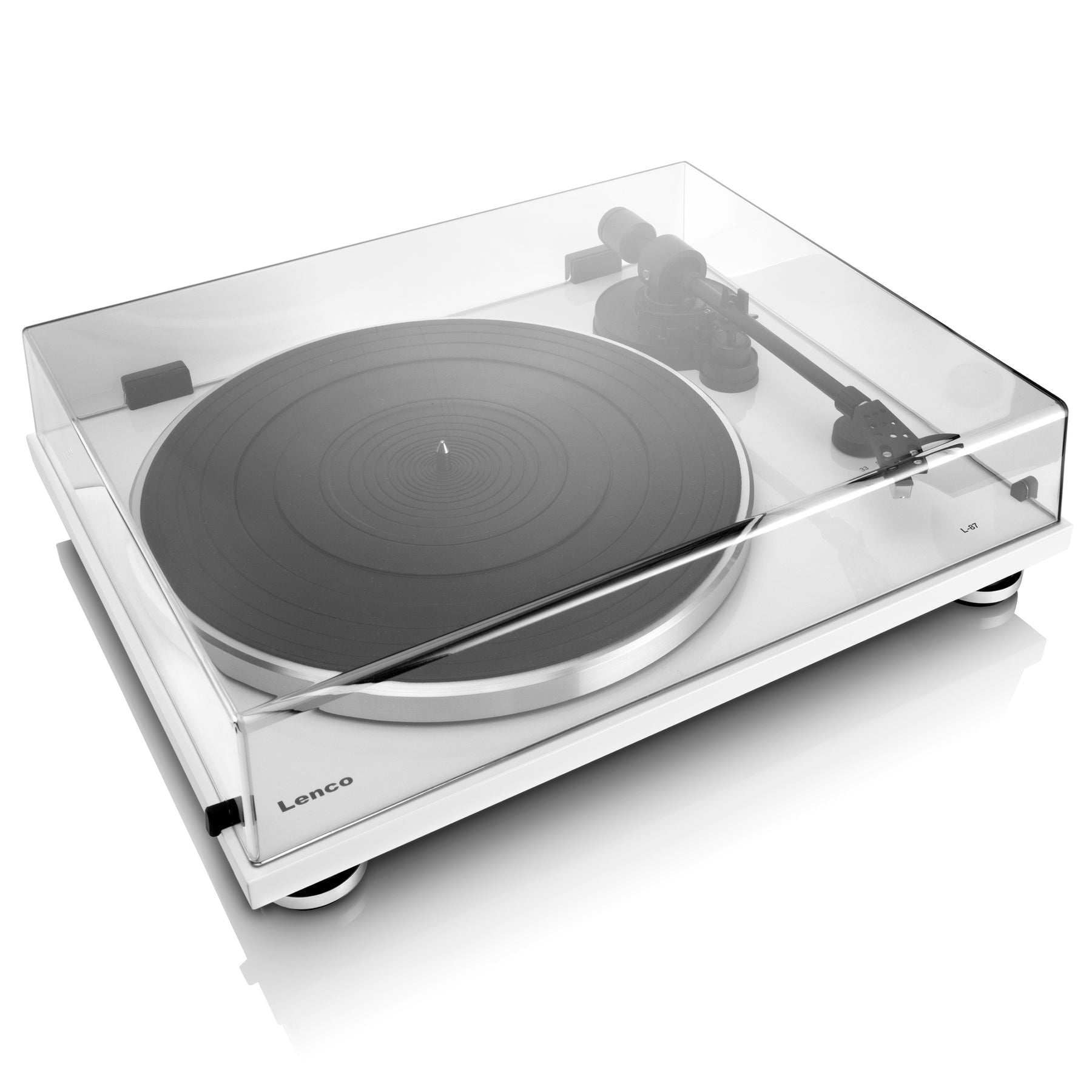 Lenco L-87 Slimline USB – Plattenspieler (Riemenantrieb, halbautomatisch), Phono-Vorverstärker, 33⅓/45 – Weiss
