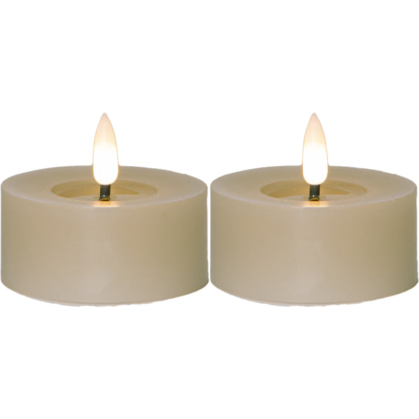 Star Trading Teelicht Flow – Batteriebetrieben, Timer, 2er-Pack – Beige