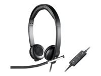 Logitech H650e – Duo Headset – USB‑A, Rauschunterdrückendes Mikrofon, Stummschalter – Schwarz
