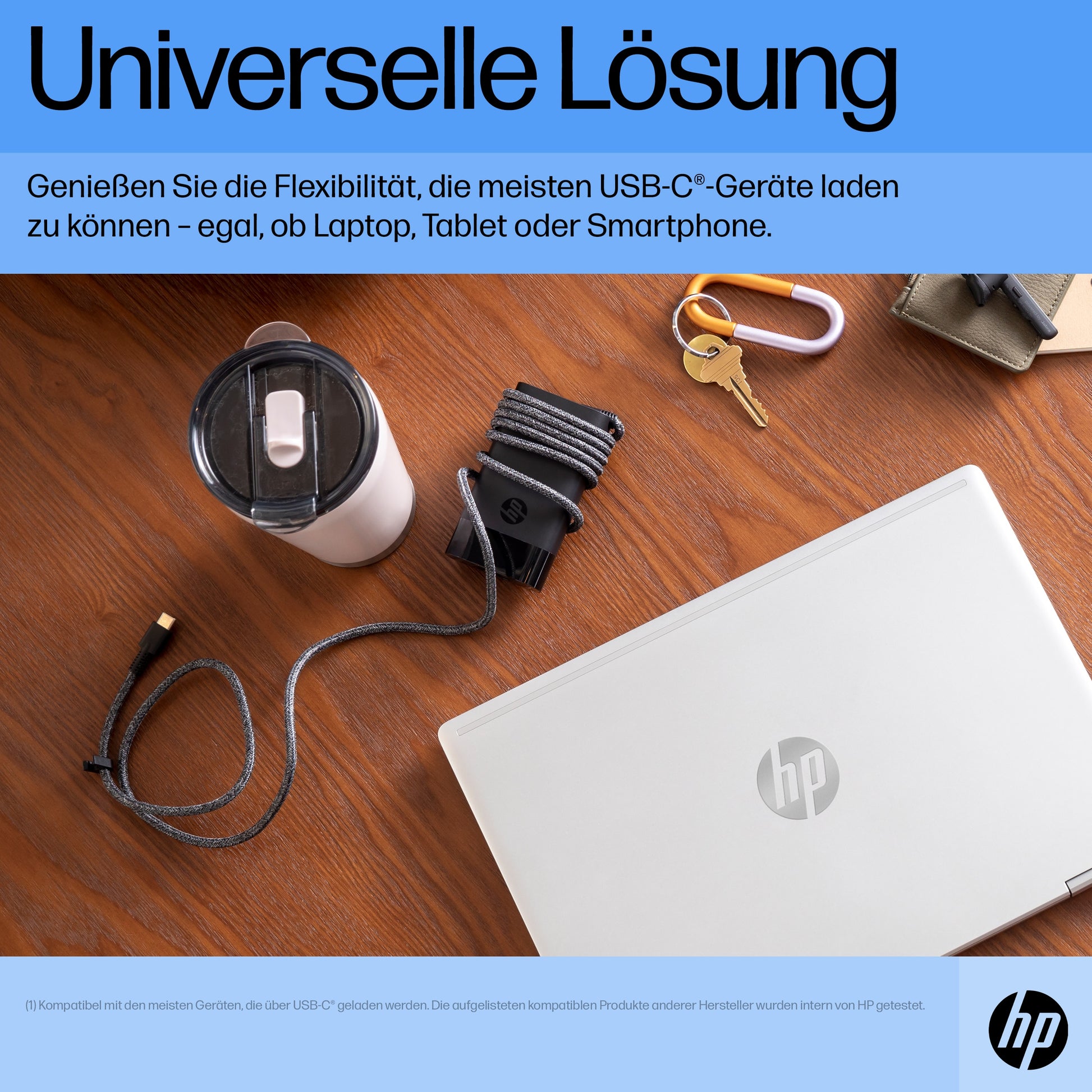 HP Laptop-Ladegerät 65 W – USB-C – schwarz