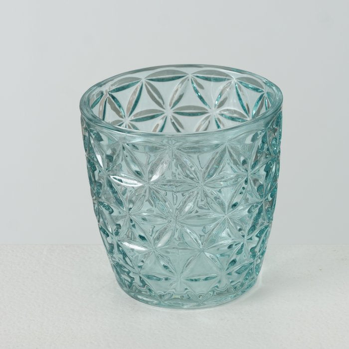 Boltze Windlicht – Glas, petrol – Ø 7,5 × 7,5 cm – 4-teilig
