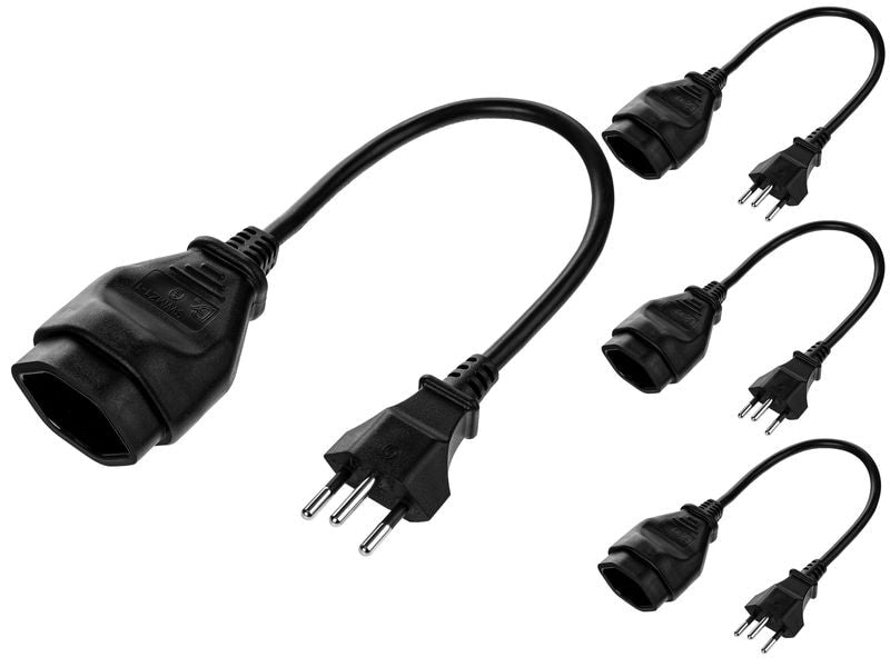 Furber. Verlängerungskabel – T12–T13, 0,2 m, 3×1 mm², Schwarz, 4er-Set