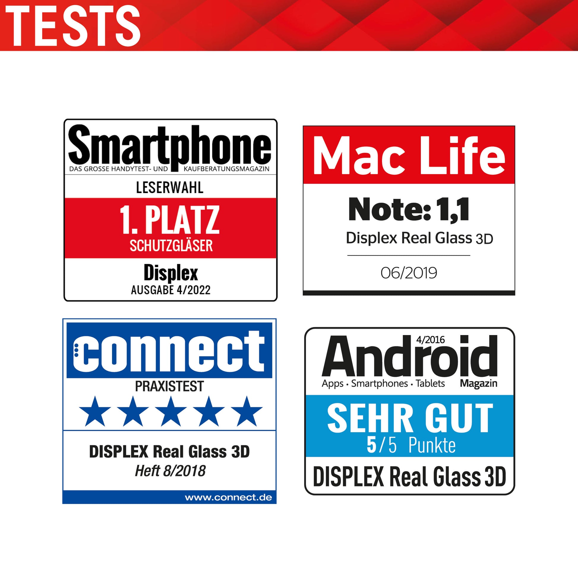 Displex Displayschutz (Panzerglas), Full Cover – für iPhone 13/iPhone 13 Pro/iPhone 14 und andere – mit Applikator