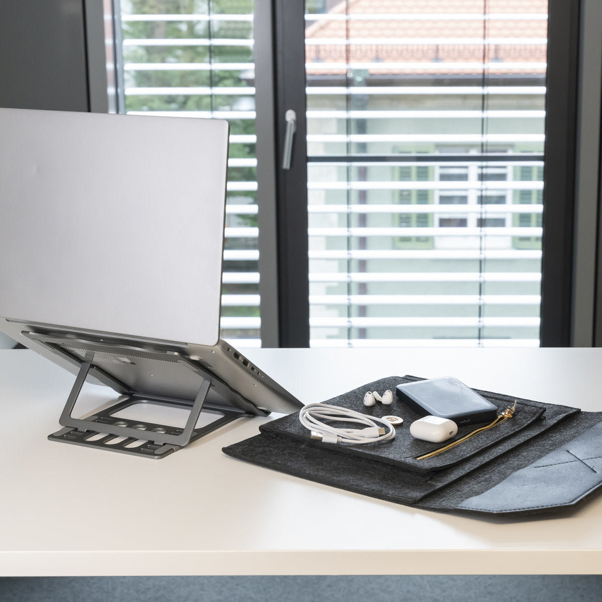 4smarts Notebook-Tasche bis 13" – 2 Fächer – Dunkelgrau