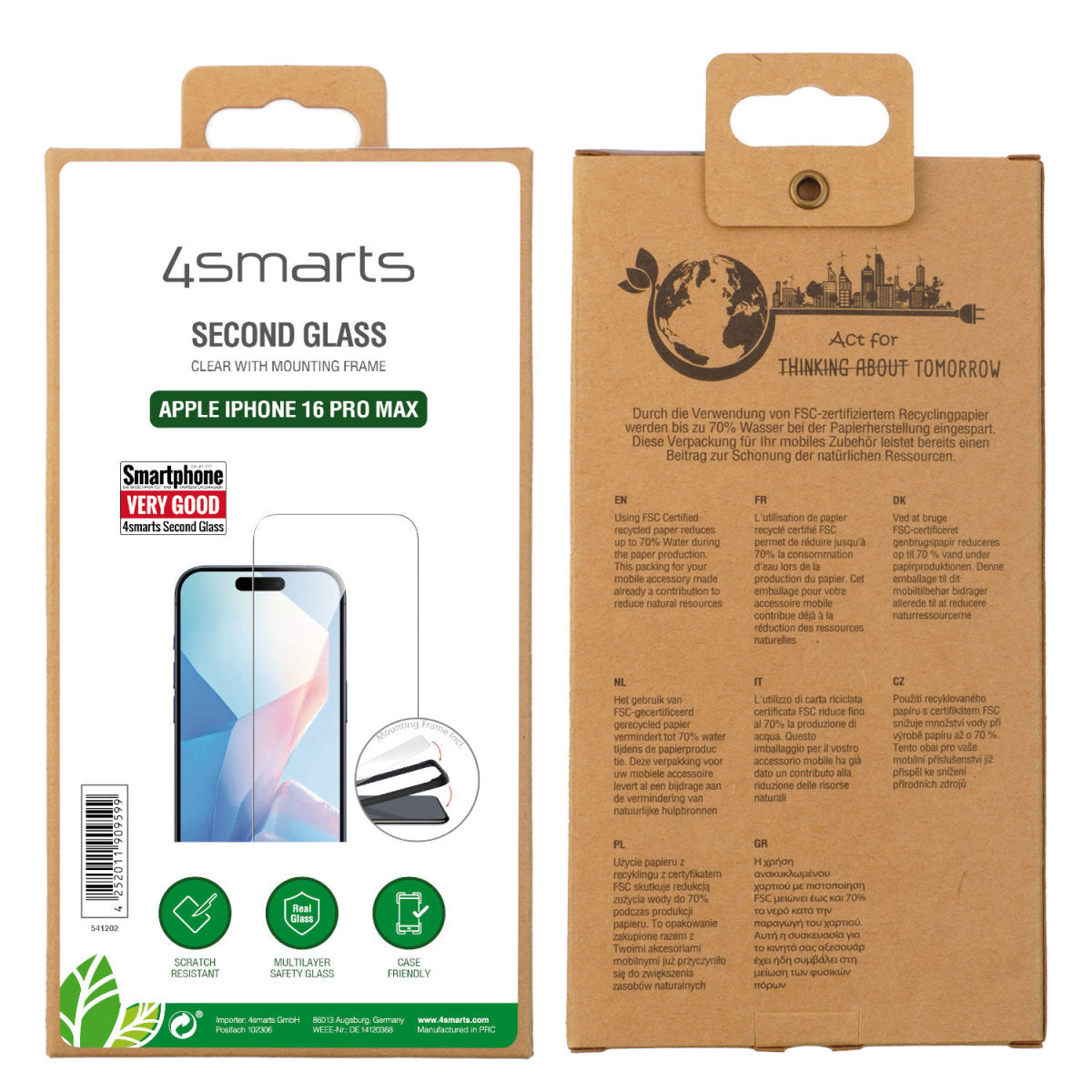 4smarts Displayschutz (Panzerglas), Case Friendly – für iPhone 16 Pro Max – mit Applikator
